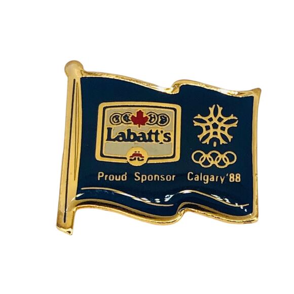 VTG Labatt's Olympic Sponsor 1988 Calgary Lapel Hat Pin Canadian Beer Sports Bar - Picture 1 of 4